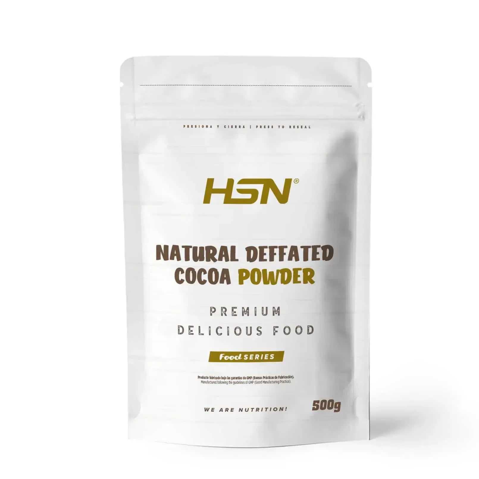 HSN Cacao Natural Desgrasado No Alcalinizado 500g 100% Puro Sabor Natural Sin Azucares Añadidos No-GMO Vegano Sin Gluten