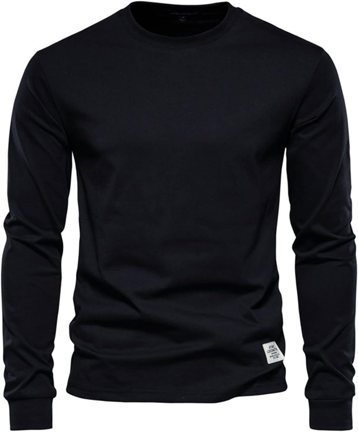 Ymosrh Men's Fashion Long Sleeve Shirts Casual Solid Tee Shirts Crew Neck Gym Workout Muscle Tees, M-3XL