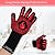 BBQ Fireproof Gloves, Grill Cut-Resistant 1472°F Heat Resistant Gloves, Non-Slip Silicone Oven Gloves, Kitchen Safe Cooking Gloves for Oven Mitts,Barbecue,Cooking, Frying,13.8 Inch-Red