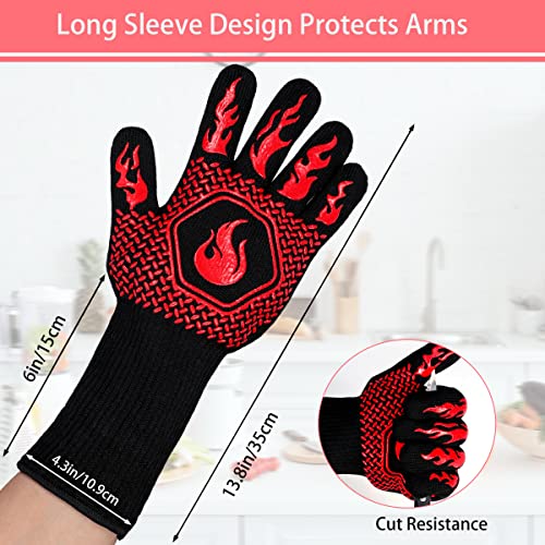 BBQ Gloves 1472F Heat Resistant Non-Slip Silicone 13.8in (Red) by DKHDBD - Used condition - Image 2