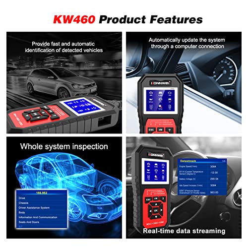 Substituição KW460 Car Tester para OBD II + EOBD Scanner Substituição de detecção de instrumentos de