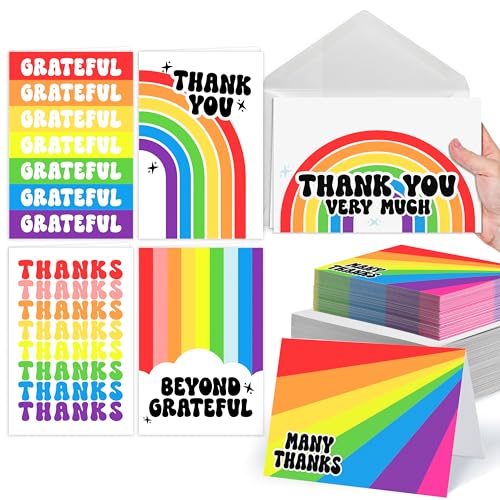 Cartes de remerciement arc-en-ciel lot de jolies cartes colorées 15x10 cm