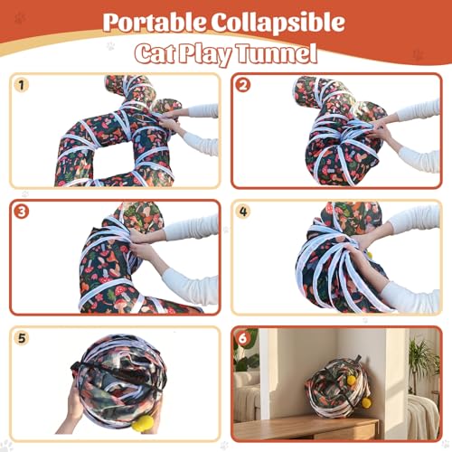 Image of Cat Tunnel for Indoor Entertainment, Tear-Resistant Cat Play Tube with Play Ball, Collapsible Pet Tube with Interactive Peephole, Ideal for Kittens Puppies Rabbits (Octopus-Shaped)