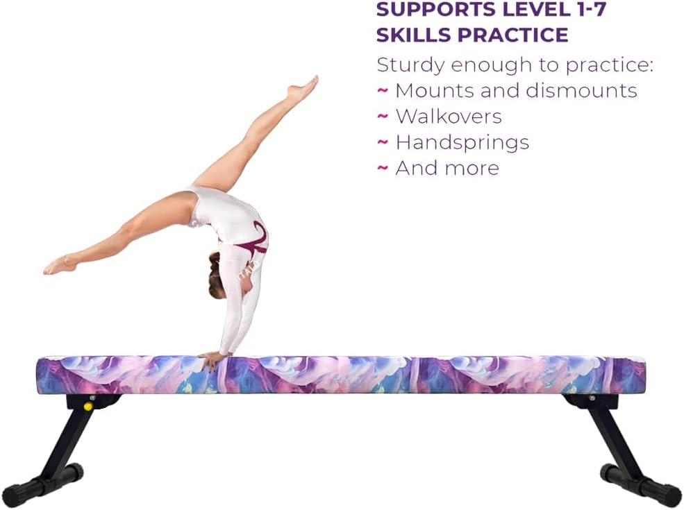 8FT Adjustable&Foldable Gymnastics Balance Beam,Home Gym Equipment,Easy Assembling and Storage,No Tool Require,for Kids Children Girls Training