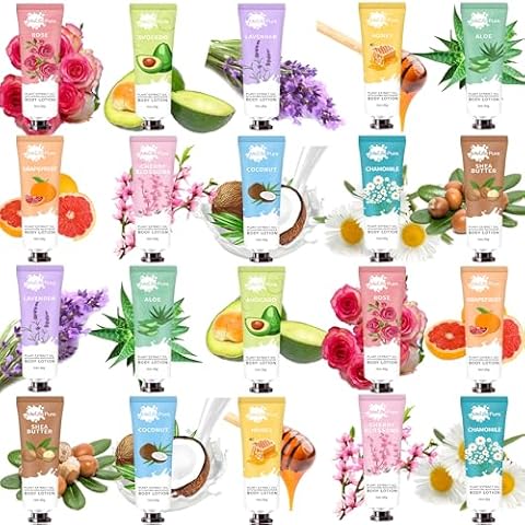 20 Pack Lotion for Women, Body Lotion for Dry Skin,Valentines Day Gifts for Her,Gifts for Women,Teacher Gifts,Travel Size Lotion, Natural Fragrance Body Moisturizer With Shea Butter,Baby Shower Favors Cover