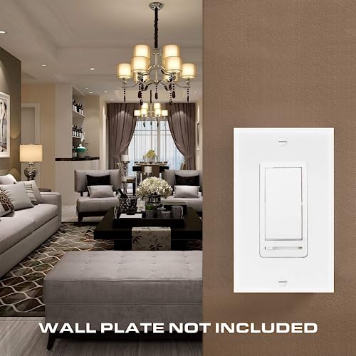Led Wall Dimmer Switch For Led Lights,Three Way & Single Pole,150W Led And Cfl Compatible, 600W Incandescent, Rocker Switch & Slide Dimmer, No Neutral Wire Required, 120V #TOP2