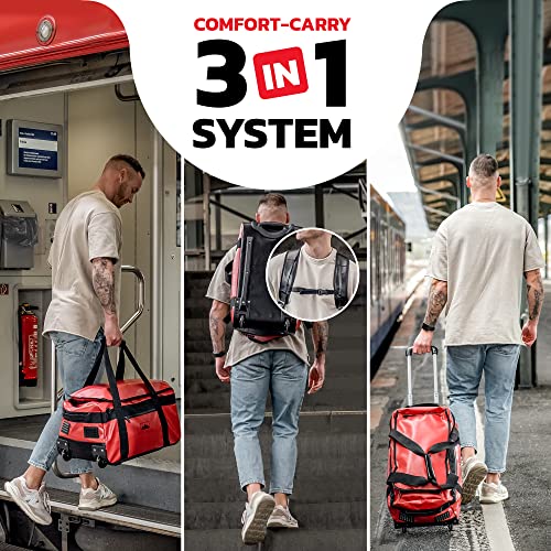BEN NEVIS Reisetasche mit Rollen – 3in1 Tasche, Trolley + Rucksack [Klein 45L Volumen] Travelbag Reisetrolley Dufflebag Sporttasche Rollkoffer Koffer | Reise Outdoor für Damen und Herren