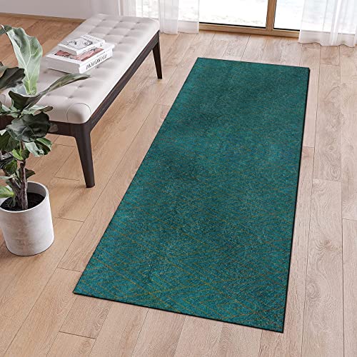 QQrunner Tappeto passatoia per corridoio, 60 x 90 cm, astratto a righe, verde, antiscivolo, lavabile al metro, per cucina e camera da letto, dimensioni personalizzabili, 40-120 cm di larghezza