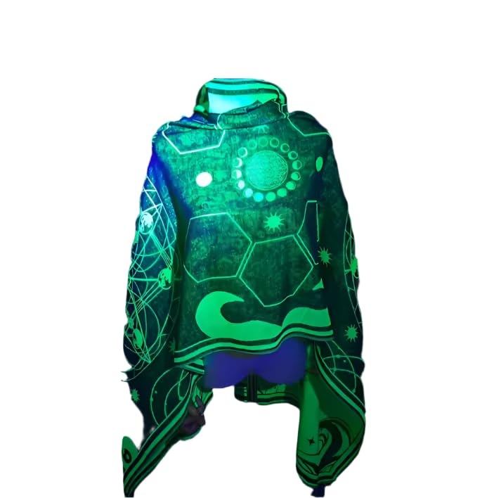 Glow-in-the-Dark Festival Pashmina Sacred Geomery Cosmic Pattern4