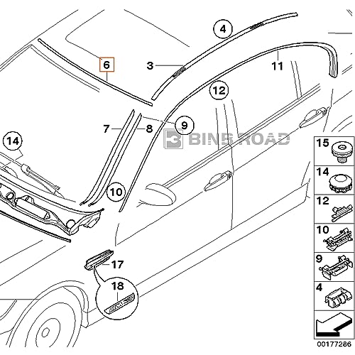 BINB ROAD Front Upper Windshield Moulding Seal Compatible with BMW E60 E61 525i 530i 545i 550i M5 2001-2010 (Replaces 51317166841 51317027077) by BINB ROAD - Used condition - Image 5