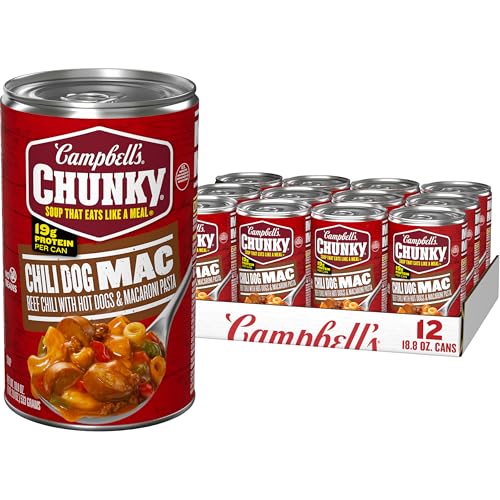 Campbell’s Chunky Chili Dog Mac Soup, 18.8 oz Can (12 Pack)
