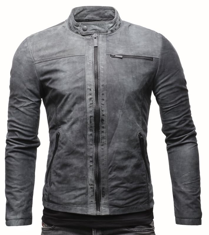 Crone Epic Herren Lederjacke Cleane Basic Leder Jacke in vielen Varianten und Farben