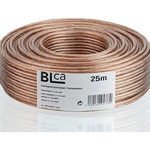 DCSk BLca 25m 2x2,5mm² Lautsprecherkabel CCA I Boxenkabel isoliert transparent mit Polaritätskennzeichnung I LS-Kabel als Meterware für Stereoanlage etc Cover