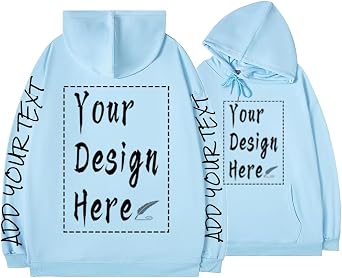 Custom Unisex Hoodies With Your Design Text Photo, Personalized For Men/Women On Front Back Sleeves