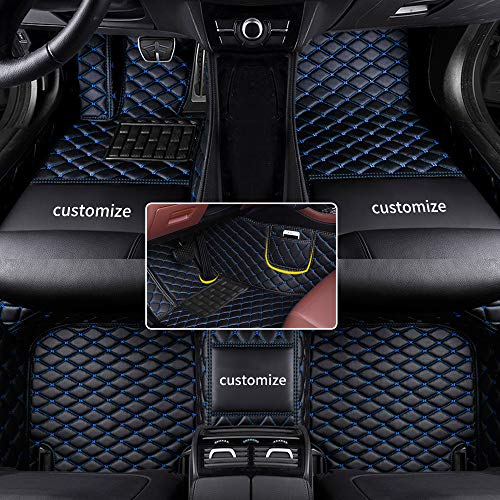 Muchkey car Floor Mats fit for 95% Custom Style Luxury Leather All Weather Protection Floor Liners Black-Blue-Color Full car Floor Mats
