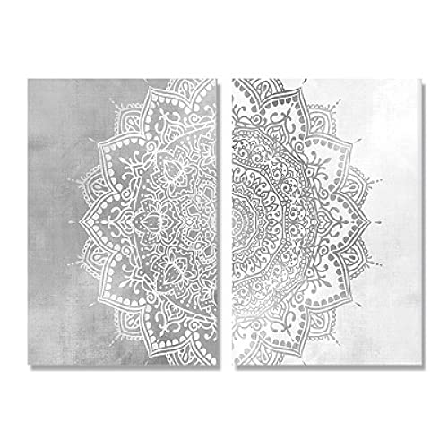 Giclée bohème mandala beige et gris | Impression sur toile de qualité
