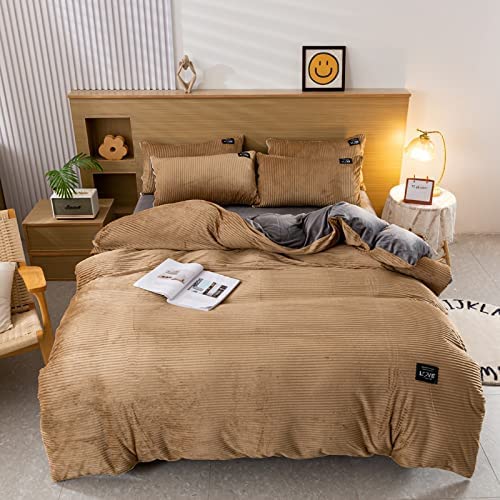 WFBZ Plain Crystal Velvet Flannel Fleece Double Velvet Duvet Cover 150 x 200 / 50 x 75 cm Autumn and Winter Bed Linen Pack of 2