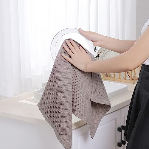 Image of Homaxy 100% Cotton Waffle Weave Kitchen Dish Towels, Ultra Soft Absorbent Quick Drying Cleaning Towel, 13 x 28 Inches, 8-Pack, Multicolor