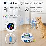 ORSDA Cat Toy, 3-in-1 Automatic Interactive Electronic Moving Ambush Feather, Fluttering Butterfly, Track Balls, USB Rechargeable Powered Smart Indoor Exercise Kicker - Image 3