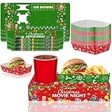 48PCS Christmas Movie Night Party Supplies, 24 Snack Tray Boxes & 24 Small Food Trays Disposable Movie Night Snack Trays Popcorn Food Drink Holder for Cinema Movie Birthday Party