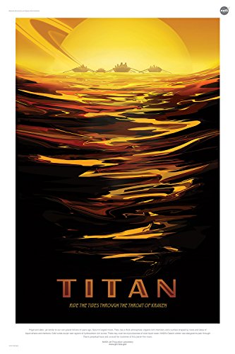 Poster Titan NASA Space Tourism anti-reflet avec cadre en bois marron - 2