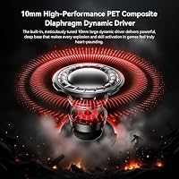 KB EAR IEM, kabelgebundene Gaming-Ohrhörer, 1DD, HiFi-Kopfhörer mit abnehmbarem 2-Pin-C-Kabel für Gamer/Musiker (Schwarz, 3,5 ohne Mikrofon) – Ansicht 9