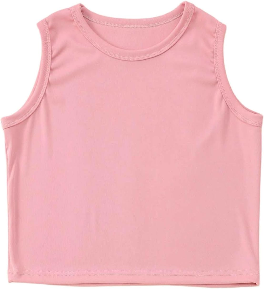 Toddler Girls T Shirts Sleeveless Casual Summer Crewneck Solid Youth Tees Basic Sports Regular Fit Comfortable Play Wear