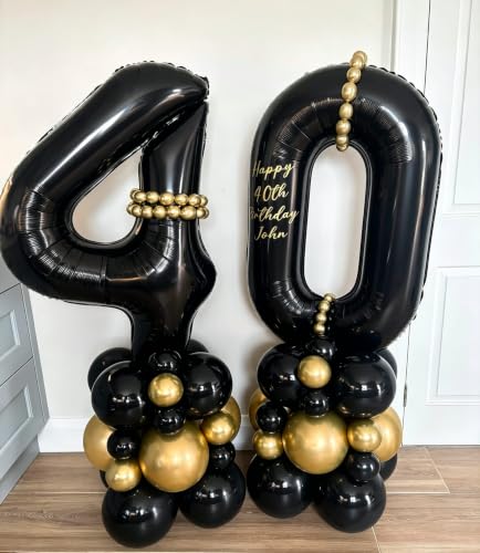 Image of Number Balloons 29 Balloon 40 inch Black for 29 Birthday Party Decoration | Saturated Color, Large 40 inch, With Inflation Straw & Hanging Holes, Great for Men's Birthday, Gothic Theme Party, Halloween
