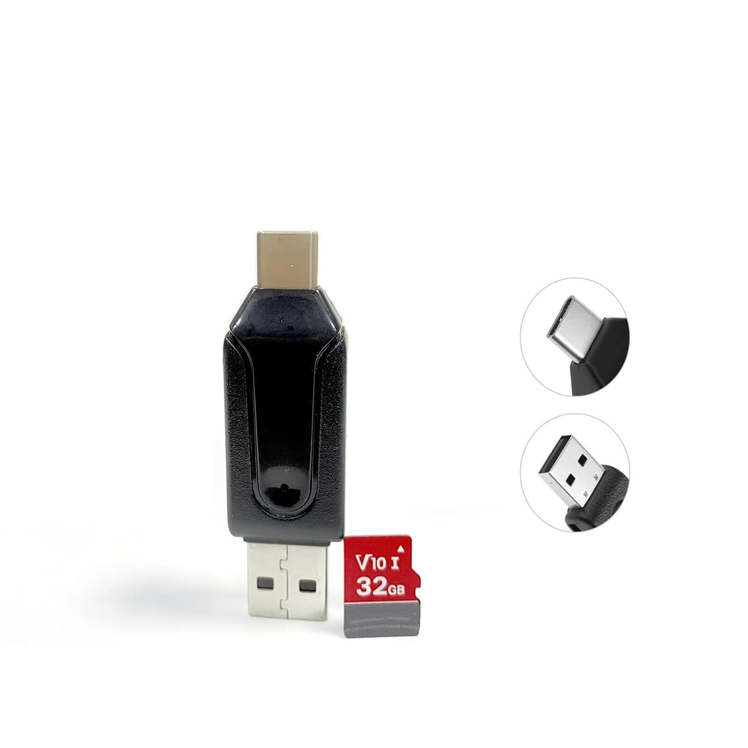 AURSINC NanoVNA USB C & USB 3.0 OTG Card Reader and 2-in-1 Memory Card Reader with Dual Connectors Compatible with NanoVNA-H & Antenna Analyzer | Contained with 32GB Micro SD Card