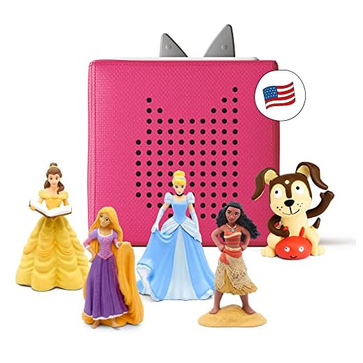 Toniebox Audio Player Starter Set with Cinderella, Belle, Moana, Tangled, and Playtime Puppy - Listen, Learn, and Play with One Huggable Little Box - Pink