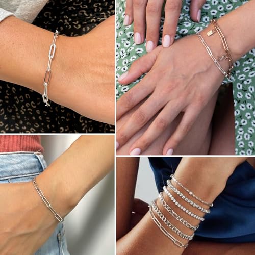 20 Pcs Snake Charm Bracelet Chain Adjustable Charm Bracelet Kit 3mm Dainty Snake Chain Bracelets Chain with Heart Lobster Clasp Extender Chain for Christmas DIY Women Jewelry Making Gifts Supplies
