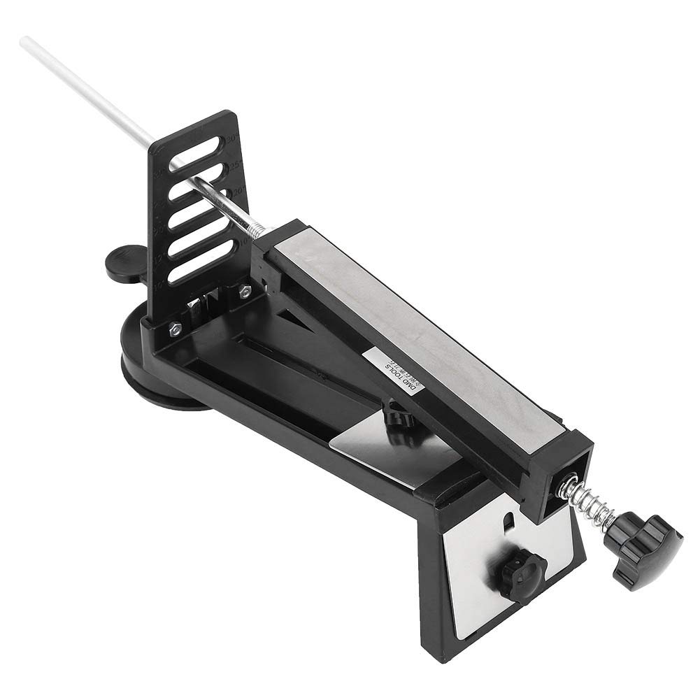 Affilacoltelli Ad Angolo Fisso, Kit per Affilare Coltelli, Affilacoltelli Ad Angolo Regolabile con 3 Pietre per Affilare Grana 240 600 1000, Base a Ventosa Stabile per, Forbici e Giardino