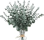 Dremisland 24pcs Eucalyptus Stems Decor Artificial Eucalyptus Leaves Real Touch Artificial Plants Faux Branches for Wedding Bouquets Table Centerpiece Flower Arrangement Farmhouse Home Decor (24PCS)