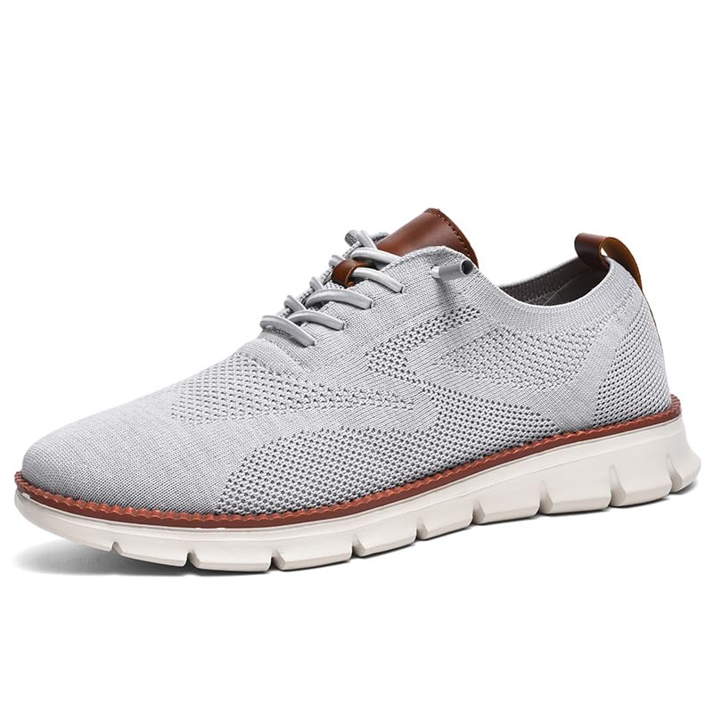 Wearbreeze Men’s Business Casual Oxford Sneakers – Lightweight Lace-Up Dress Shoes for Work, Travel & Daily Commute 45 EU Grey