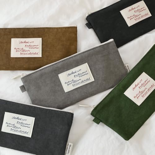 Image of Monolike Archive247 Faded Pencil Case, Brown - Classic Muted Tone Desk Organizer, Vintage Minimalist Writing Instrument Pouch