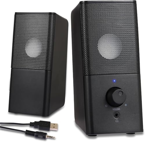 ottosing PC Speakers -USB-Powered Computer Speakers for Desktop PC with Volume Control, Gaming Speaker with 3.5mm Aux Multimedia for Laptop/Desktop/Tablets/Phone