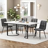 table de cuisine et 4 chaises conforama 【Design Moderne et Élégant】：Cette table à manger rectangulaire de 140x80cm arbore un élégant motif marbré contemporain qui apporte une touche sophistiquée à votre intérieur. Son style s'adapte aussi bien aux cuisines modernes qu'aux salles à manger classiques.