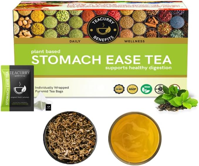 TEACURRY Constipation Spearmint Tea (30 Bags) - Helps Reduce Gastric Issues, Digestion, Acidity - Stomach Ease Herbal Tea, 60 Grams