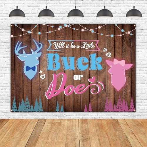 Wood Lights Deer Buck or Doe Gender Reveal Background Will