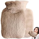 Bottiglia per sacchetto di acqua calda - Pista di riscaldamento coperta di vello, riscaldatore a mano morbido 1l | Soluzione riutilizzabile di terapia termica del comfort, pacchetto di rilievo freddo immagine