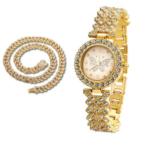 Montre Diamant Fille Ne Noircit Pas – Placage Platine et Or Iced Out Durable