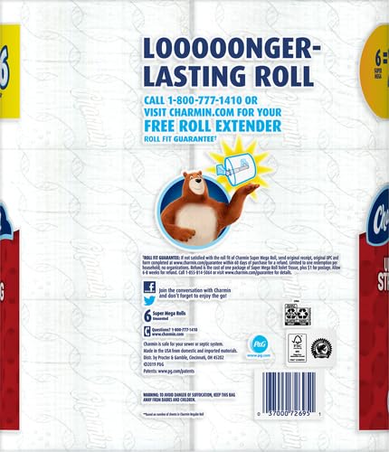 Image of Charmin Ultra Strong Toilet Paper Super Mega Rolls, 6 Count