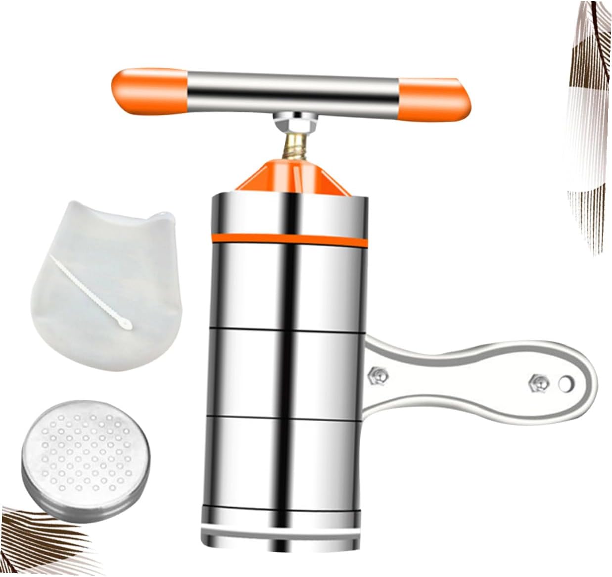 Mikinona Manual Noodle Maker Kitchen Noodle Press Machine Stainless Steel Household Pasta Tool with 1 Mold and Kneading Bag and Pasta Making