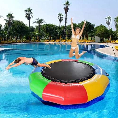 YEYUBIW Inflatable Water Trampoline, 5FT/8FT/10FT Inflatable Bouncer Jump Floating Trampoline for Water Sports,Multicolor,10FT/3.0M