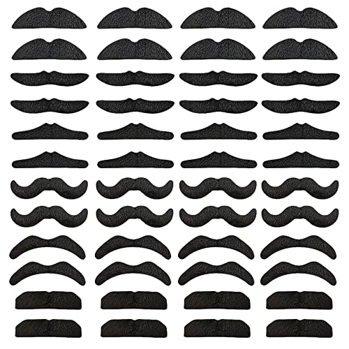 48 pcs Novelty Fake Mustaches,Mustache Party Supplies, Novelty Artificial Mustaches for Birthday,Halloween,Party Supplies,Masquerade,Black