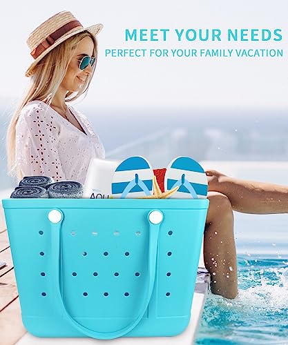 Image of Beach Bag X Large Rubber Tote Bag, Waterproof Washable Open for Women Croc Bag Hand Bag for Beach Pool Yoga
