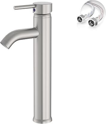 Bathroom Faucet, Vessel Sink Faucet, Brass, Brushed Nickel