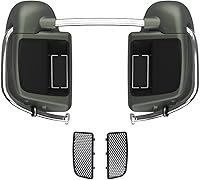 Vista 23 de Moto Onfire River Rock Gray (brillante) carenados inferiores aptos para H-D Touring Street Road King Glide FLTR 2014-2023, kits de calentadores