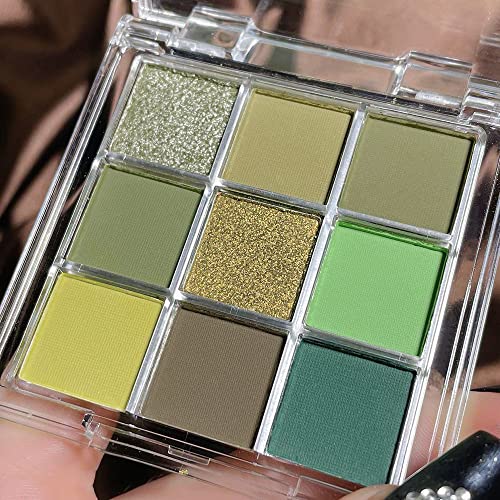 9 Color Colorfu Matte Eyeshadow Palette,Sage Sea Greens Yellow Neutral Cool Undertone Eye Shadow Palette,Highly Pigmented Waterproof Rainbow Eye Shadow For Blue Eye,Korean Eyeshadow Matte-Vegan #TOP6