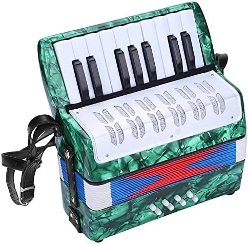 Mini Accordion Instrument for Kids Toy, Portable Children17 Keys 8 Bass Piano Button Piano Concertina Accordion, Green Accordion Musical Instrument for Beginners, Students